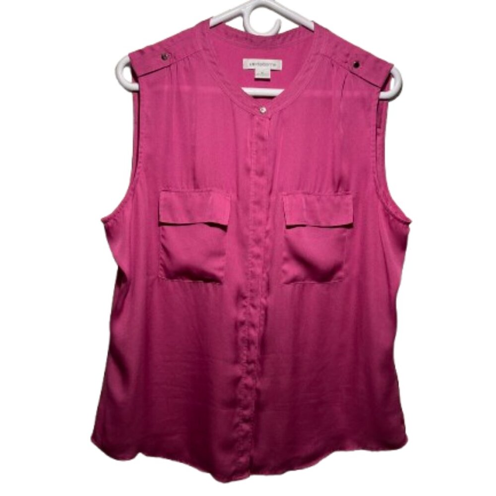 💗 Liz Claiborne Sleeveless Blouse – Magenta Pink Button Front Top (XL) 💗 - Picture 3 of 8